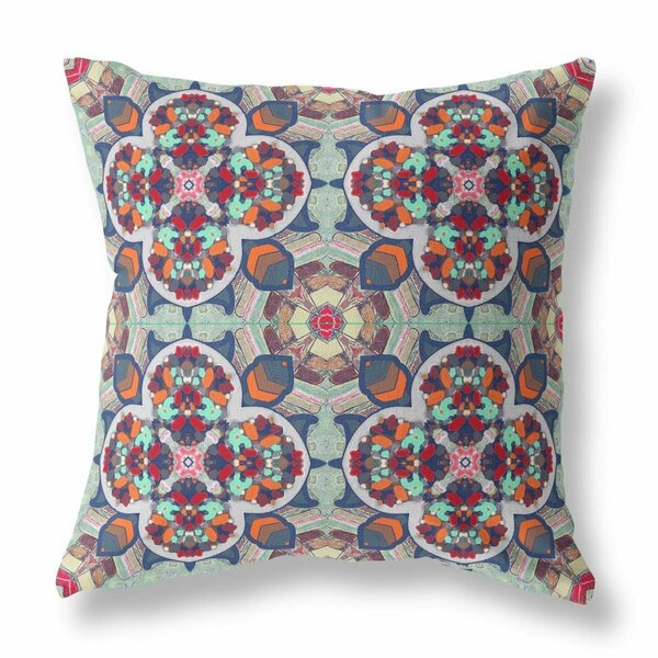 Palacedesigns 26 in. Cloverleaf Indoor & Outdoor Throw Pillow Muted Green & Orange PA3099011